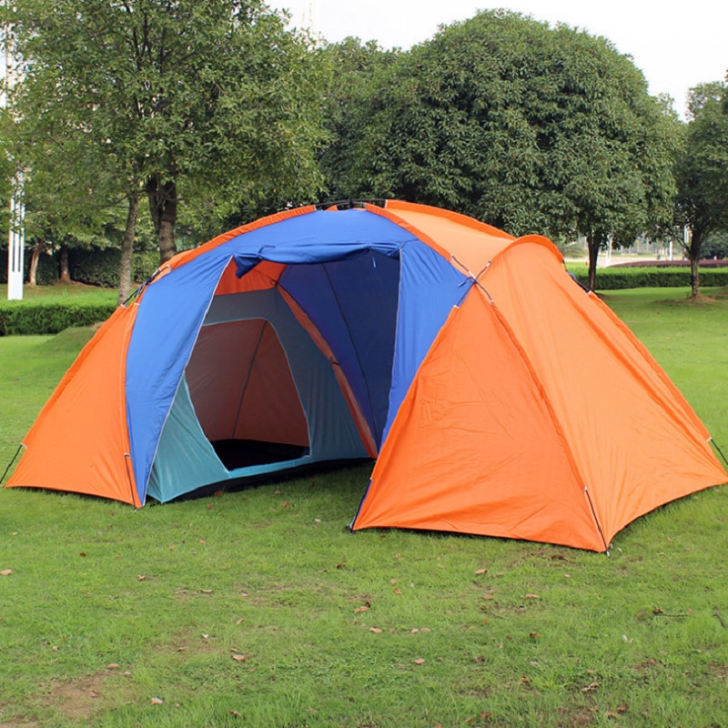 Cheap Goat Tents Double Layer Waterproof Two Bedrooms Outdoor Camping Tent For 4 6 Person Hiking Fishing Hunting Familiy Party Tent 3 Colors Tents 